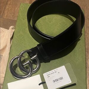 Gucci Black Belt with Silver GG Buckle
